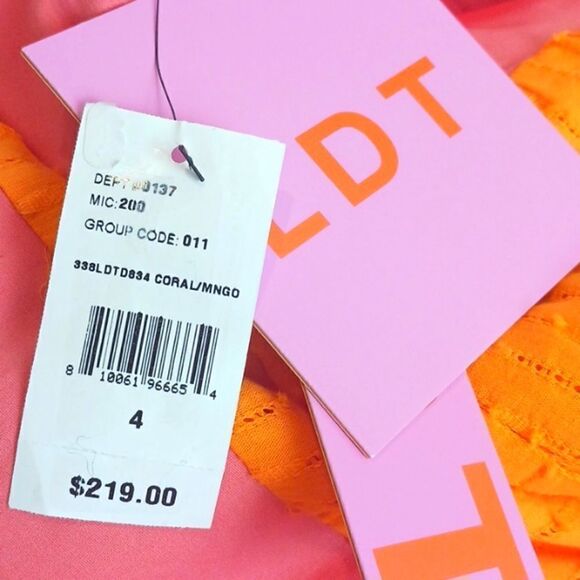 LDT Daphne pink/ yellow color block V-neck and back tiered skirt maxi dress - Picture 15 of 15